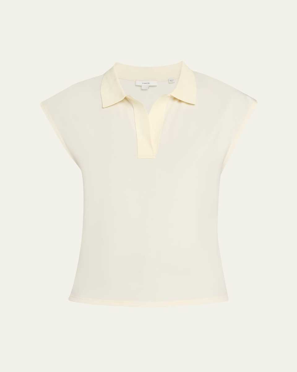 Cap-Sleeve Polo Top